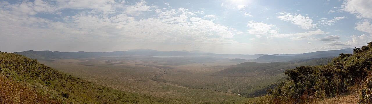 Panoramic view across Ngorongoro Crater
